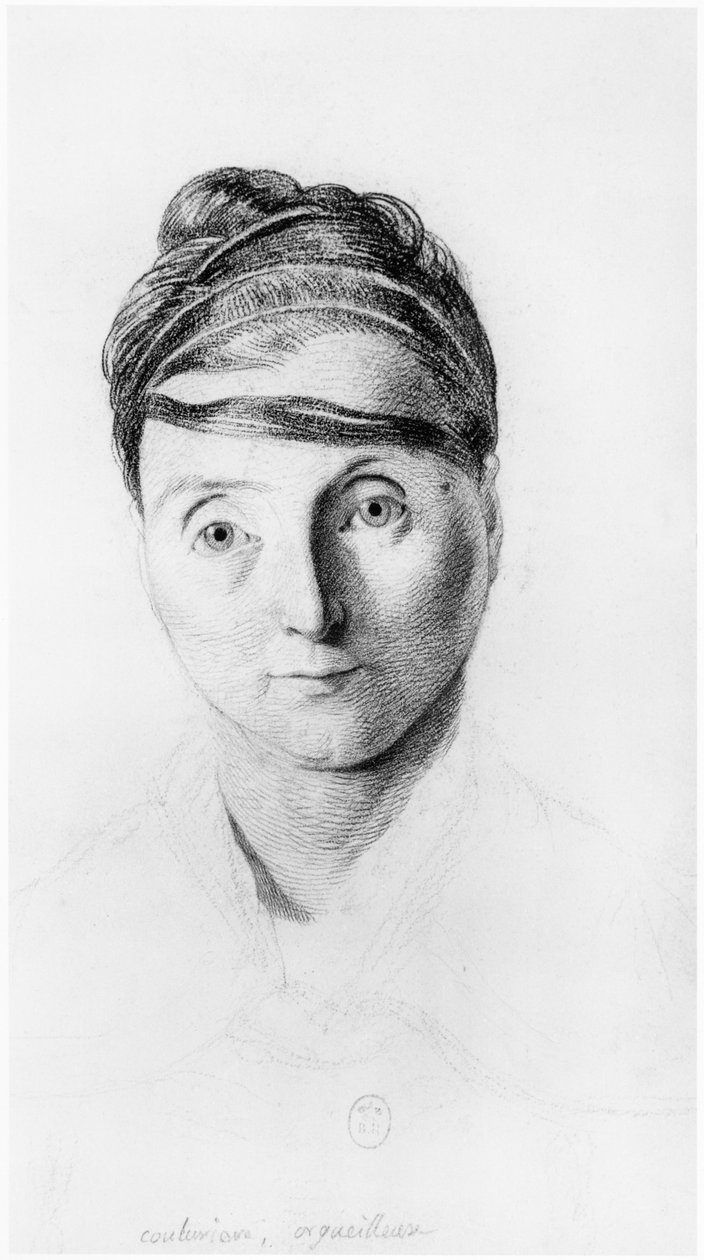 En stolt syerske, forfra, illustration fra en upubliceret afhandling af Jean Etienne Dominique Esquirol (1772-1840) om de sindslidende på anstalten Salpetriere, ca.1818 af Georges Francois Gabriel