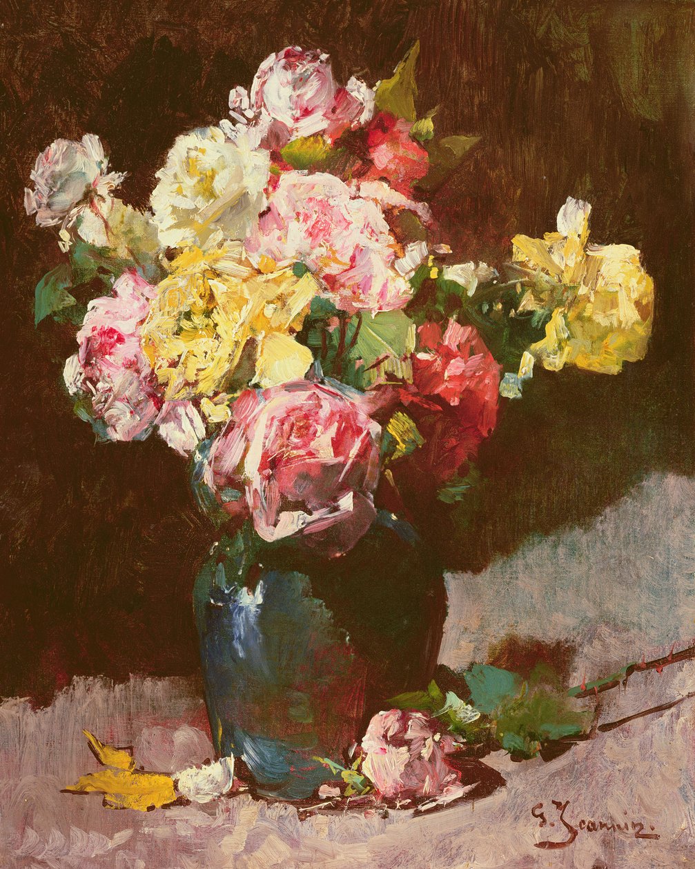 Vase med blomster af Georges Jeannin