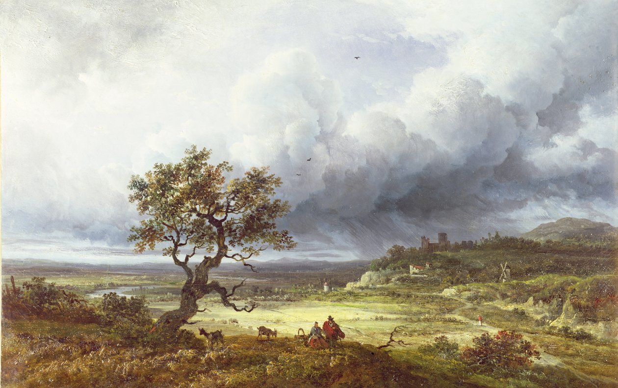 Landskab under en stormfuld himmel af Georges Michel