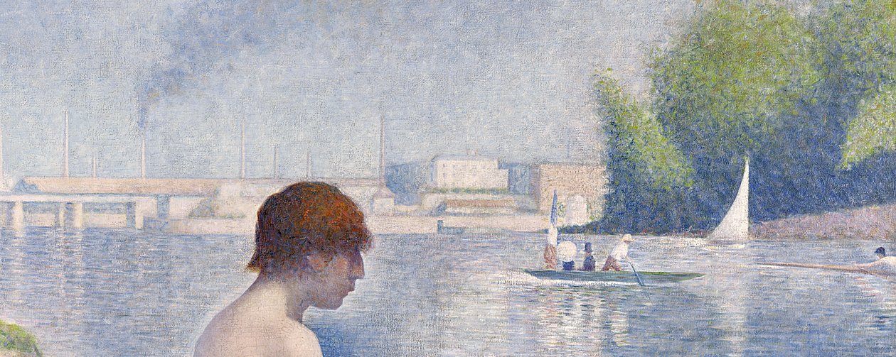 Badende i Asnières, 1884 olie på lærred detalje fra 2136 af Georges Seurat