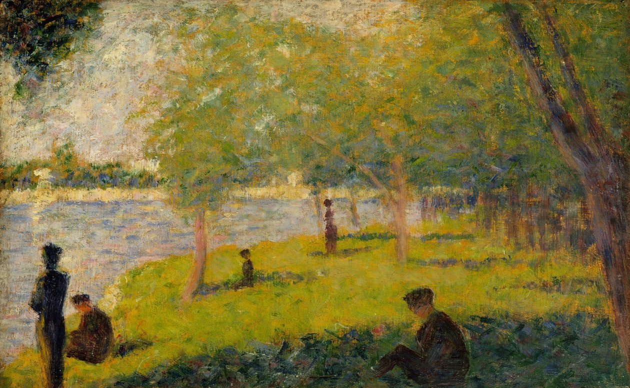 Studie til En søndag på La Grande Jatte, 1884 (olie på træ) af Georges Seurat