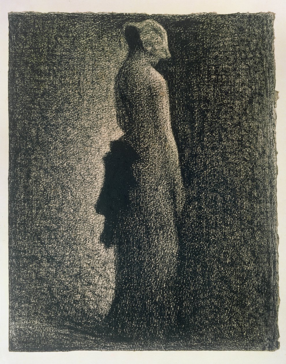 The Black Bow, 1882-3 (conte farveblyant) af Georges Seurat