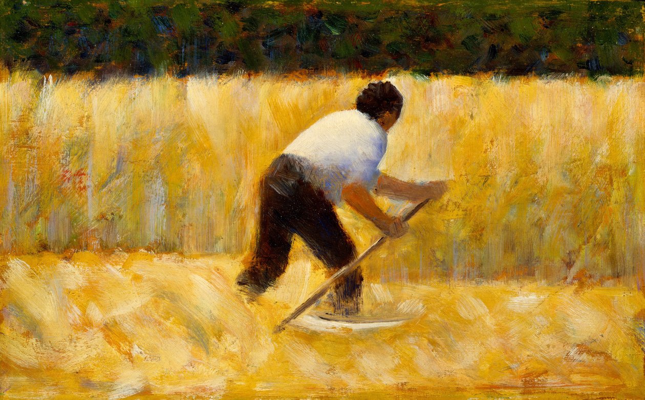 Plæneklipperen, 1881-82 (olie på træ) af Georges Seurat