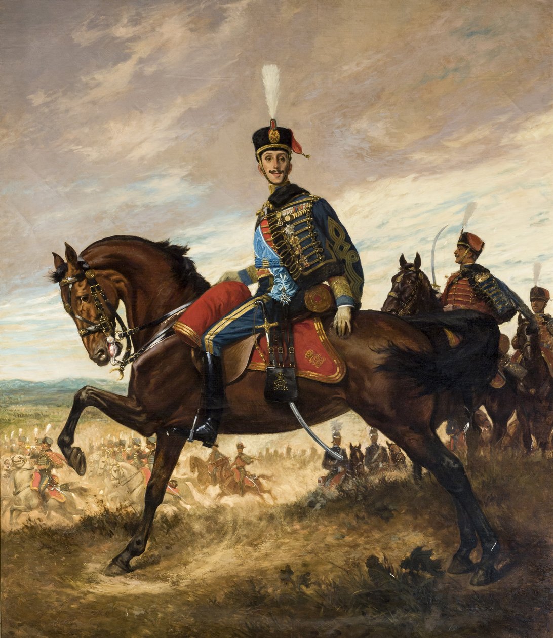 Portræt af Alfonso XIII i husaruniform af Georges Scott