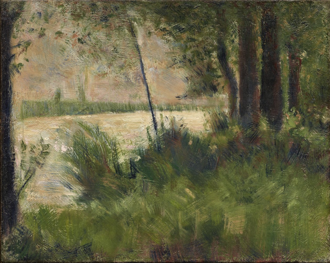Græsagtig flodbred af Georges Seurat