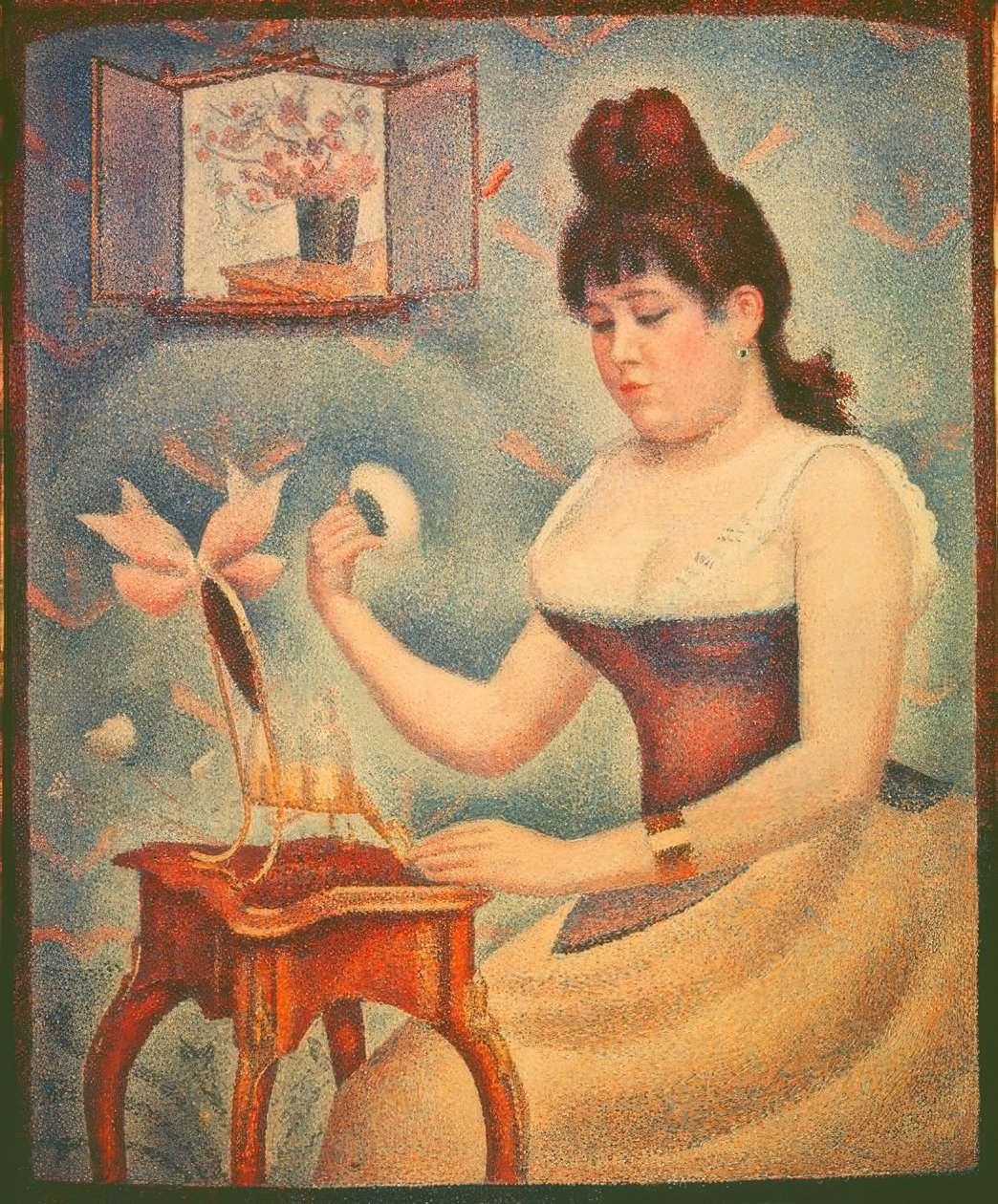 Ung kvinde pudrede sig selv af Georges Seurat