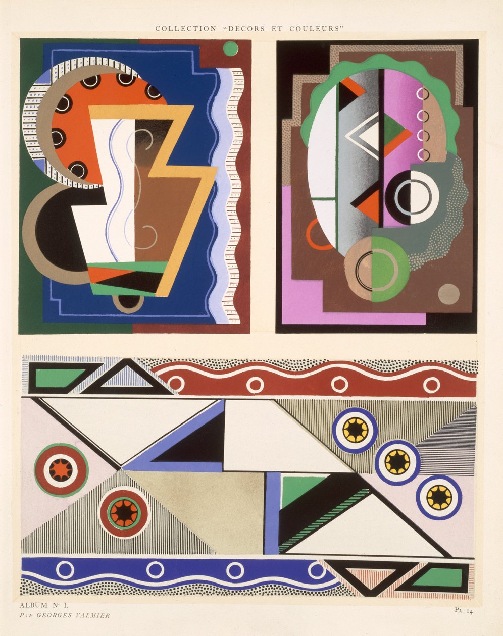 Abstrakte mønstre, fra "Decorations and Colours", udgivet i 1930 af Georges Valmier