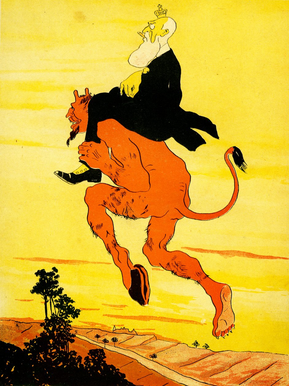 Leopold II rider på djævlens skuldre, 1904. af Georges d 1878 1937 Ostoya