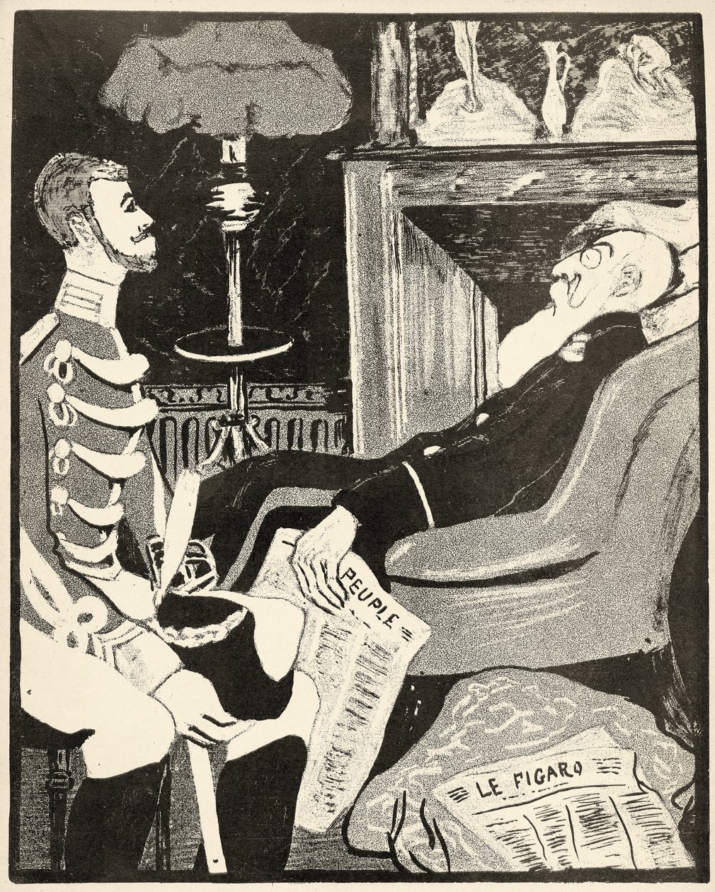 En ung Albert I i samtale med sin onkel, Leopold II, 1904. af Georges d 1878 1937 Ostoya