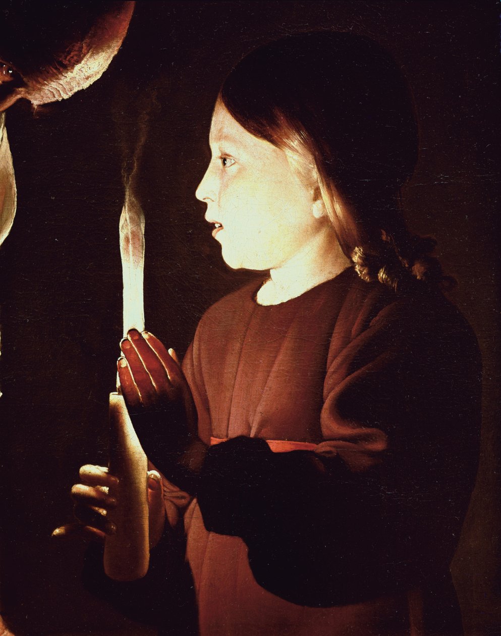 St. Joseph the Carpenter, detalje af spædbarnet Kristus, ca. 1640 (detalje af 34785) af Georges de La Tour