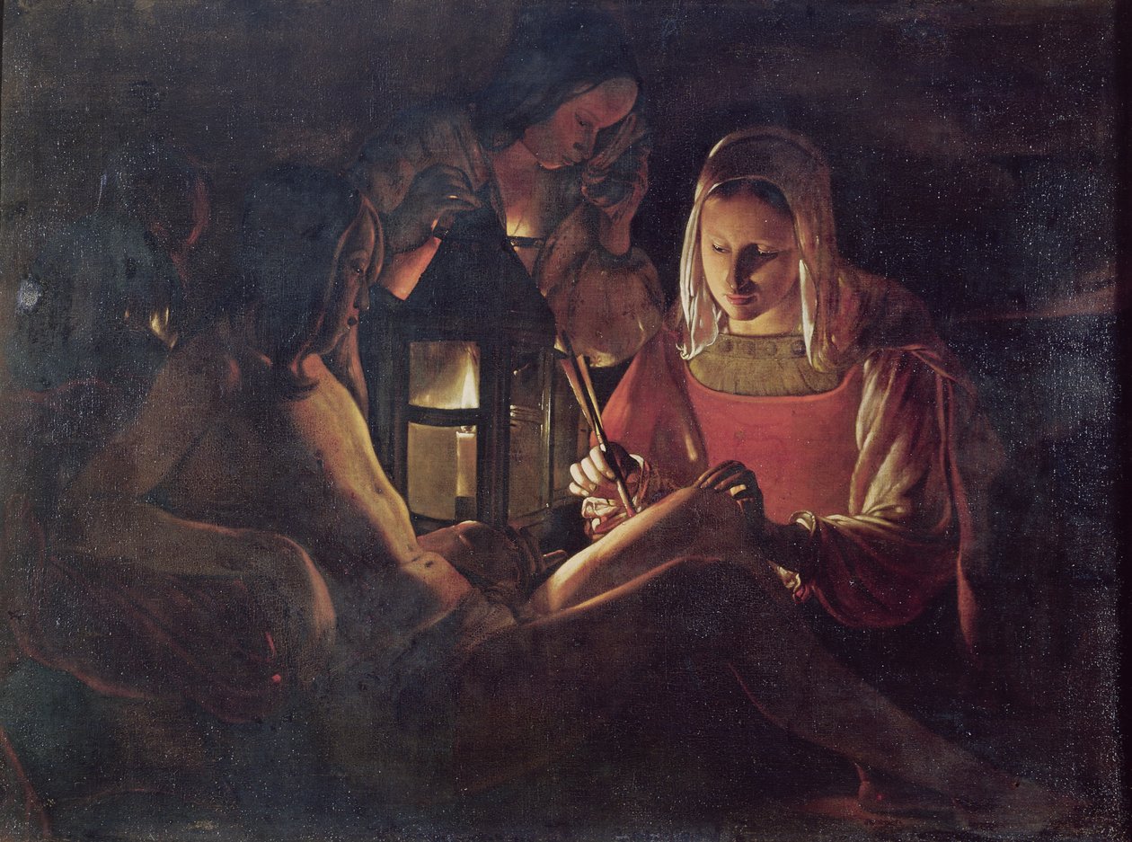 Den hellige Sebastian, der bliver passet af Irene, ca.1638-39 af Georges de La Tour