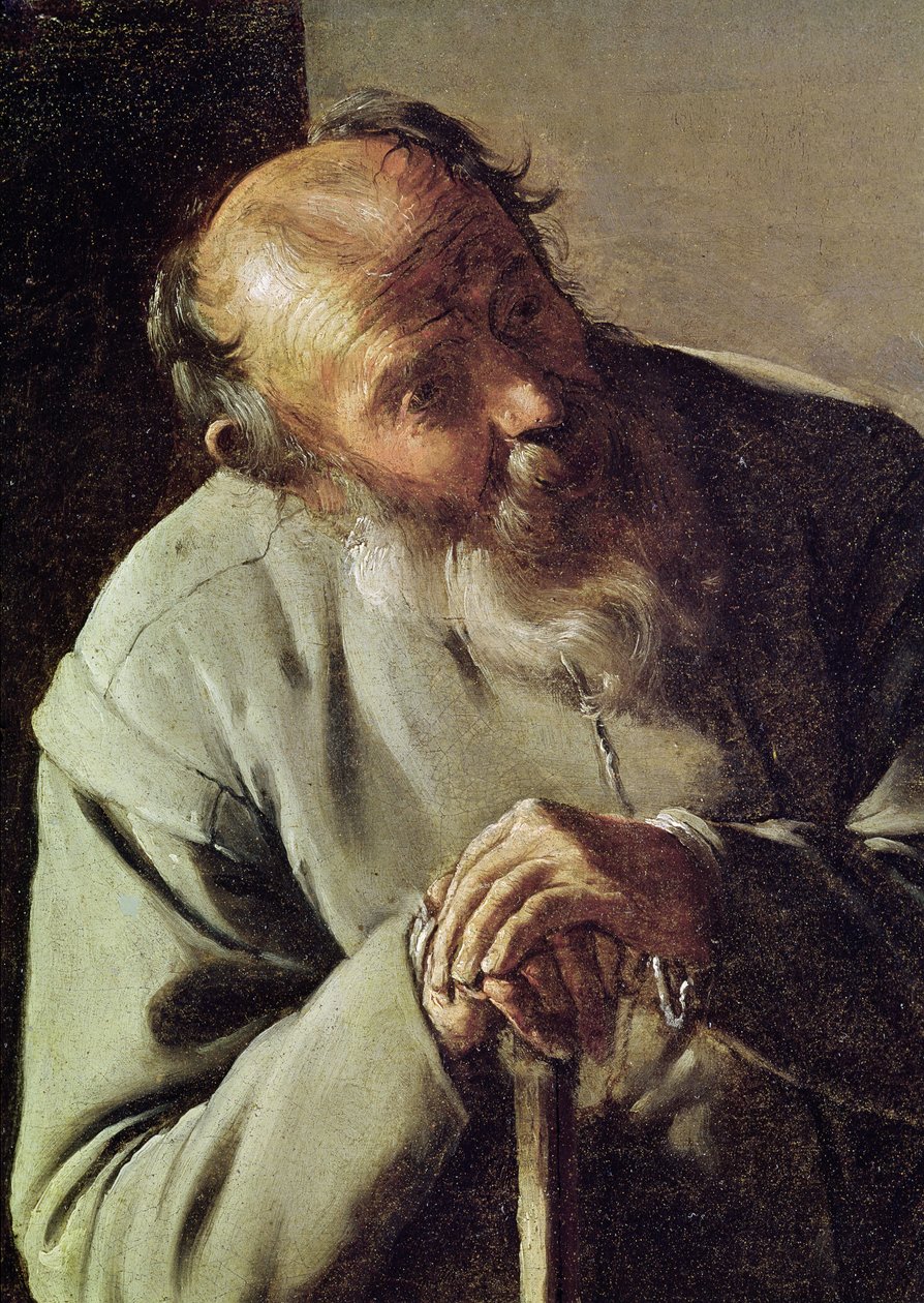 En gammel mand, detalje af hovedet, ca. 1618-19 olie på lærred af Georges de La Tour