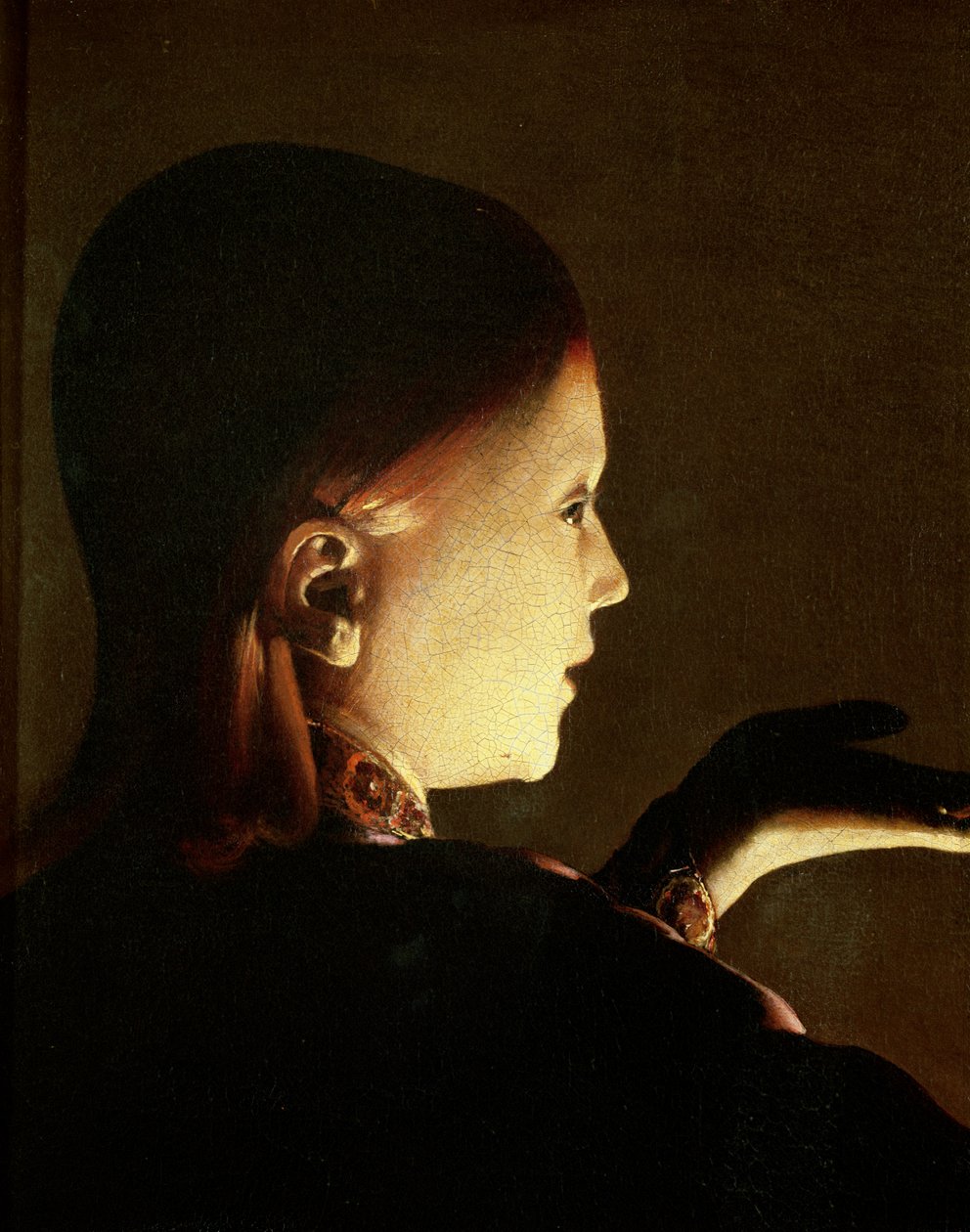 Joseph and the Angel, 1652 olie på lærred detalje af 3126 af Georges de La Tour