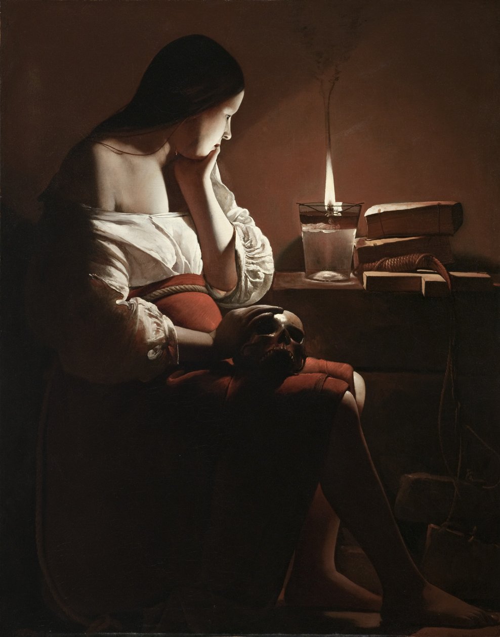 Magdalen med den rygende flamme, c.1638-40 af Georges de La Tour