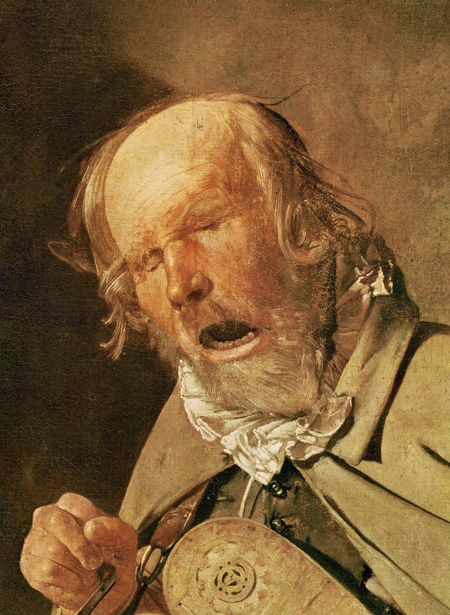 Drejespilleren, detalje af hovedet, ca. 1620-25 af Georges de La Tour
