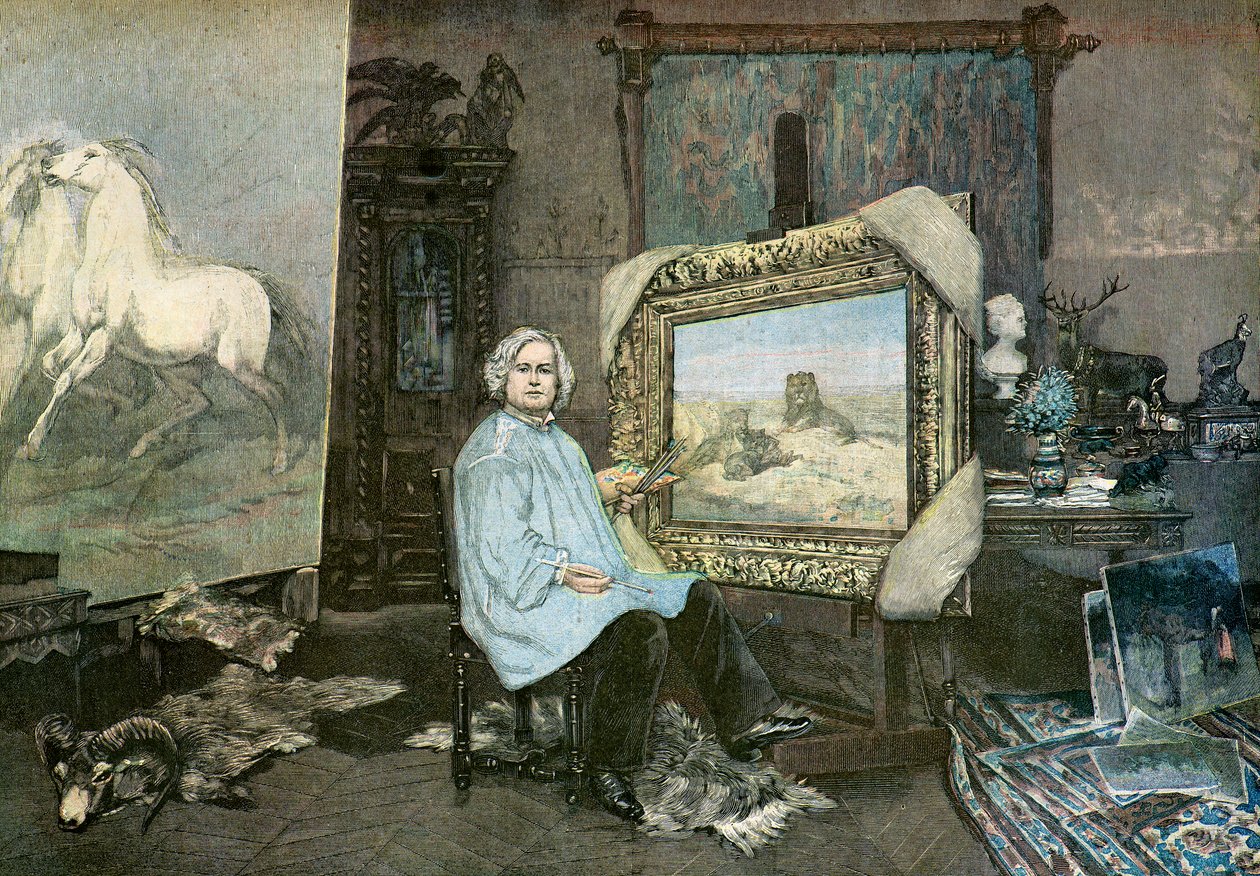 Kunstneren Rosa Bonheur i sit atelier af Georges (1865 1951) Achille Fould
