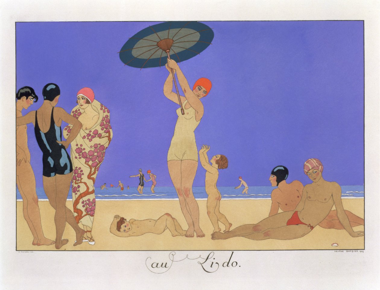 Ved Lido, indgraveret af Henri Reidel af Georges (after) Barbier