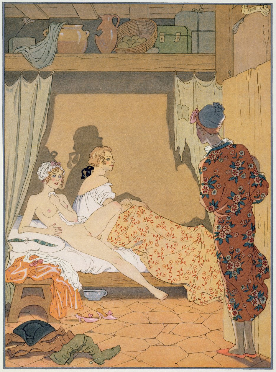 Soveværelsesscene, illustration fra 