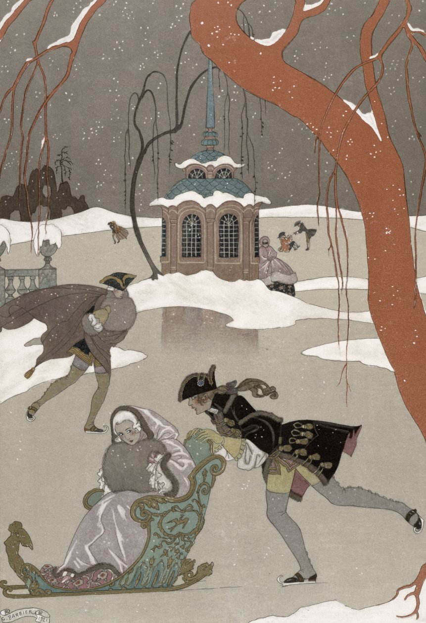 Skøjteløb på den frosne sø, illustration til 