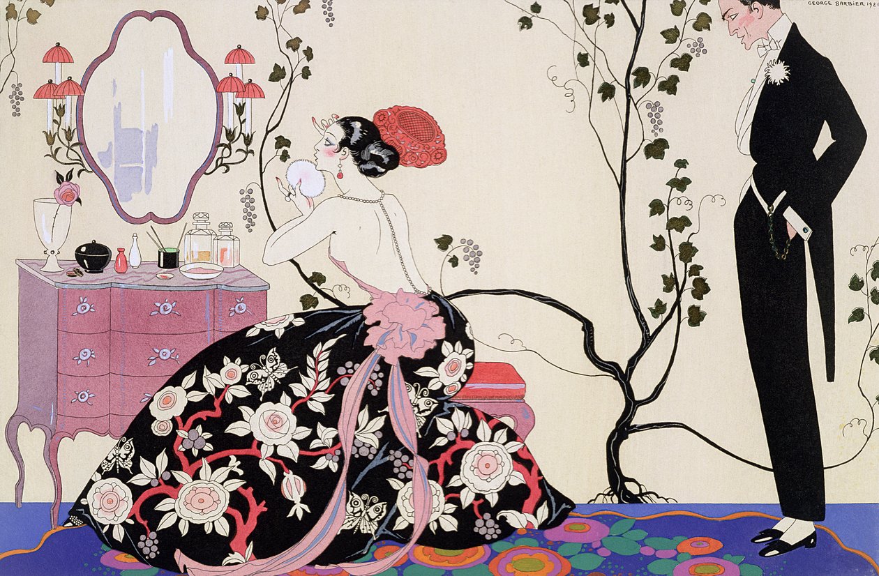 Den rygløse kjole, graveret af Henri Reidel af Georges (after) Barbier