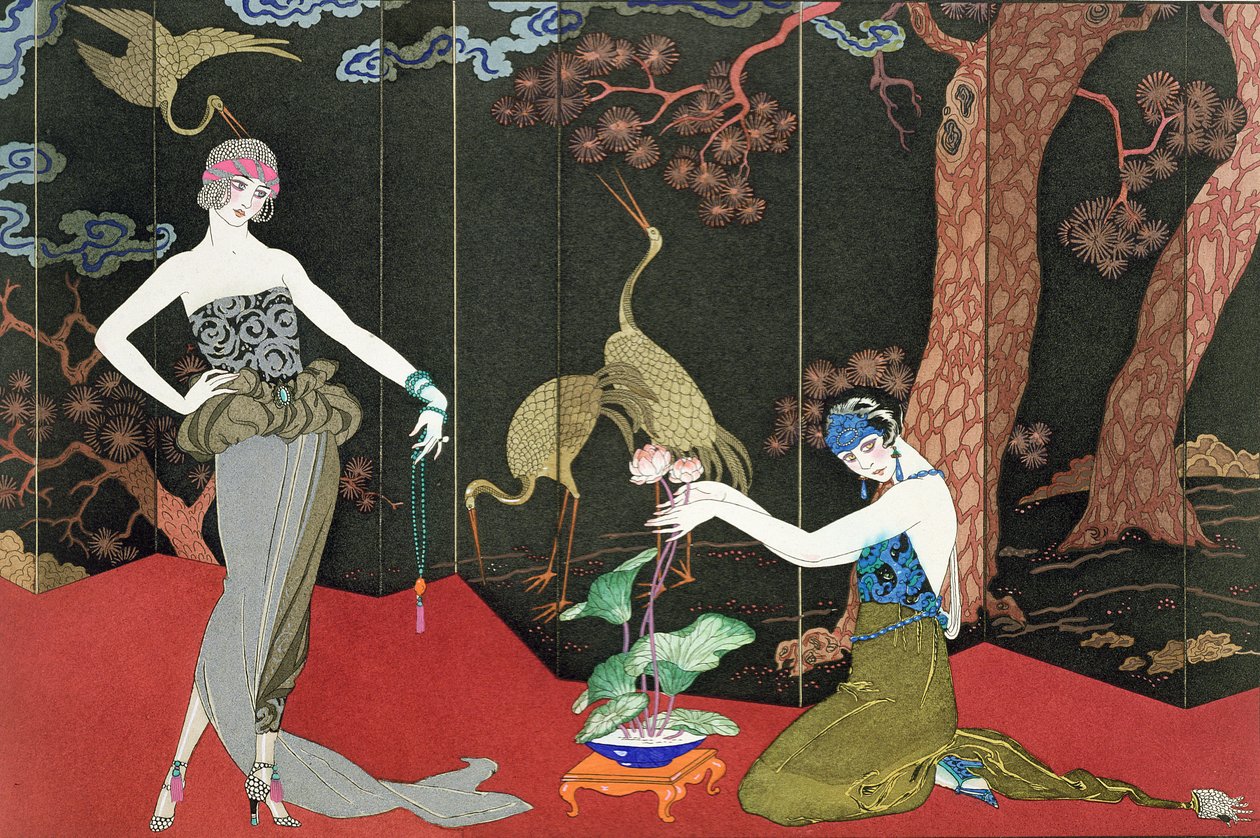 The Fashion for Lacquer, graveret af Henri Reidel af Georges (after) Barbier