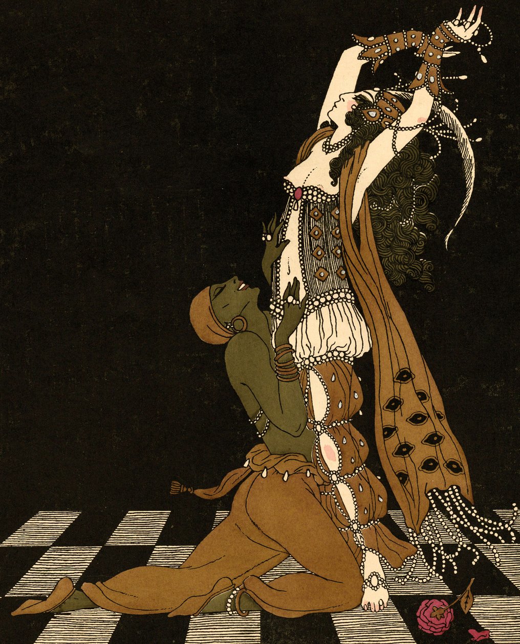 Vaslav Nijinsky og Ida Rubinstein i Schéhérazade af Georges (after) Barbier