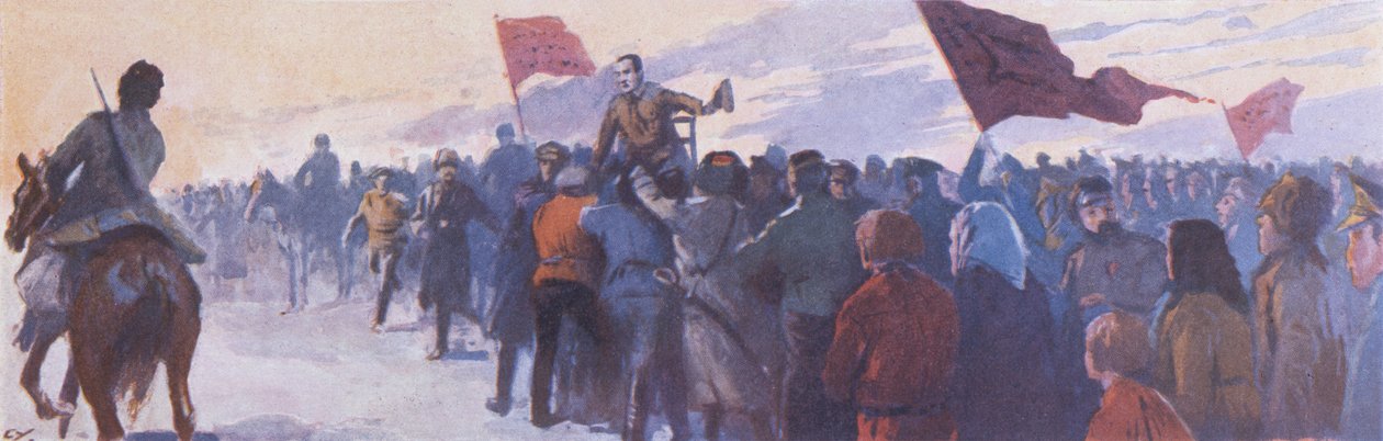 "Vive Kerensky", ca. 1923 (farvelitografi) af Georges (after) Carrey