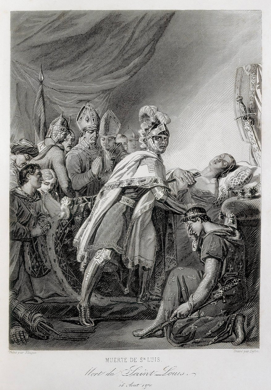 LOUIS IX, Sankt Louis af Frankrig (kobberstik) af Georges (after) Rouget