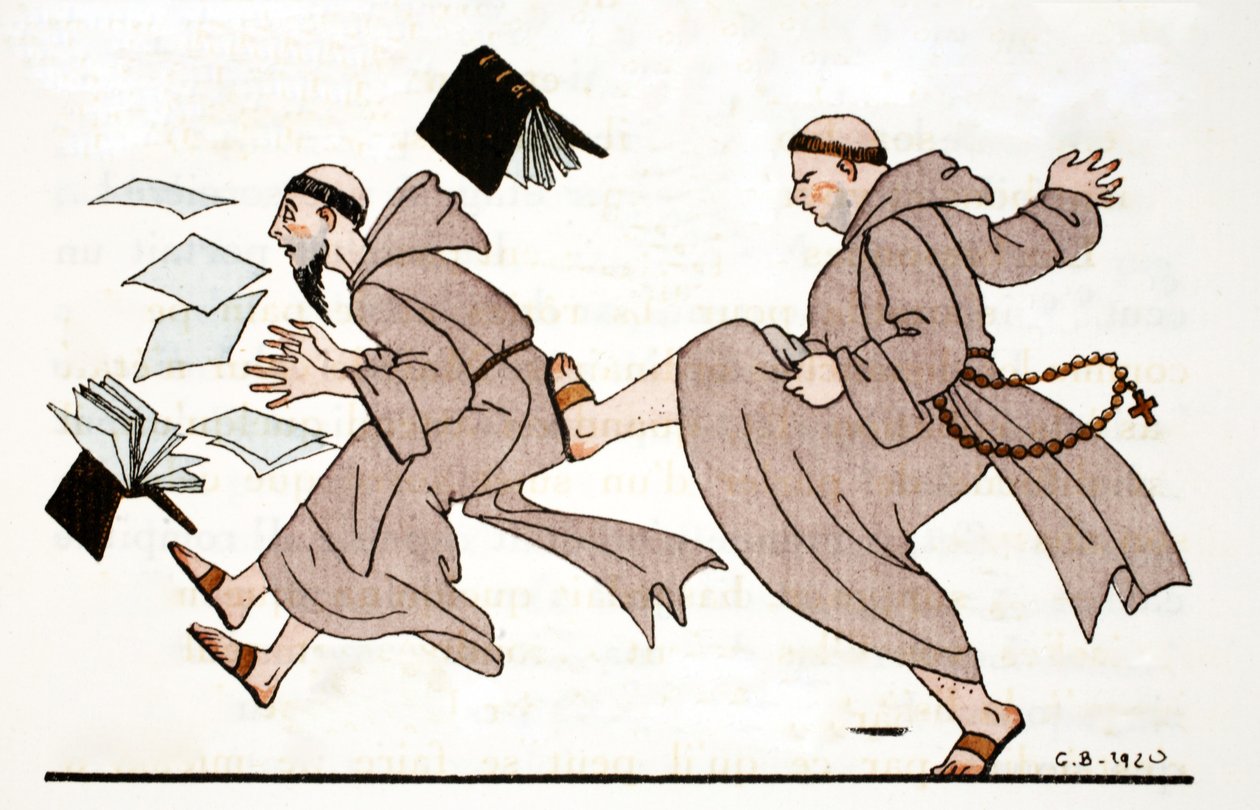 Bliver jaget af abbeden af Georges Barbier