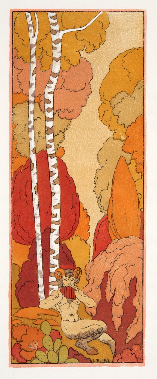 Pastoral Song, illustration fra Les Chansons de Bilitis, af Pierre Louys, pub. 1922 (stenciltryk) af Georges Barbier