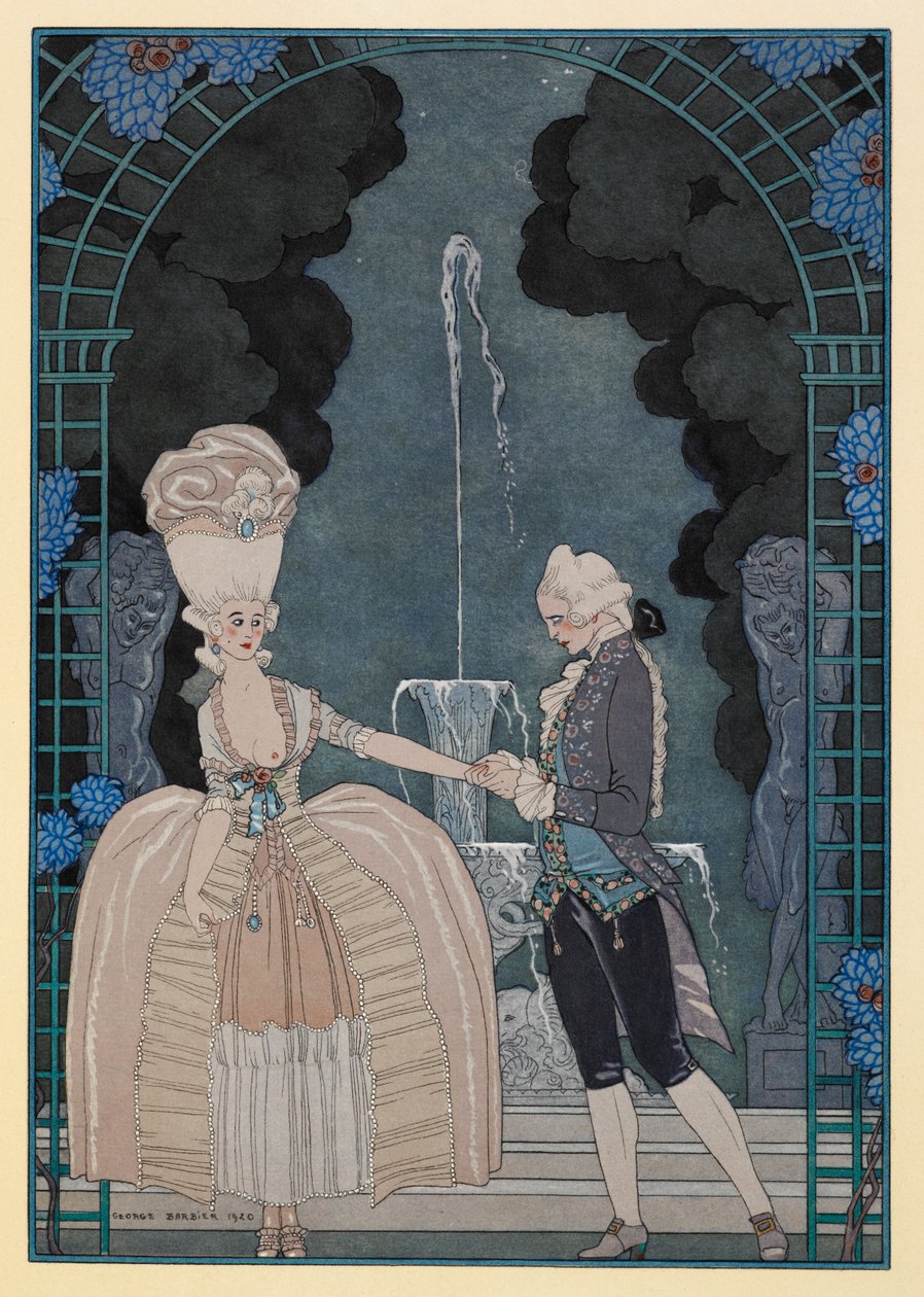 Colloque Sentimental. En mand, der holder en kvindes hånd. af Georges Barbier