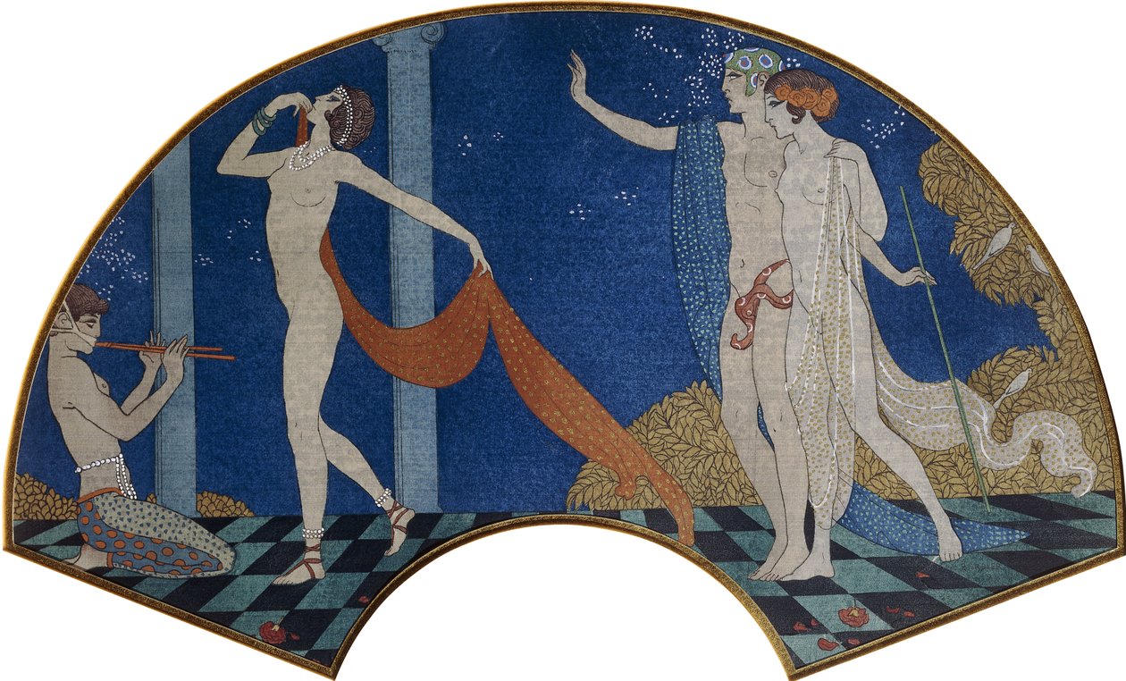 Dansende figurer på en terrasse af Georges Barbier