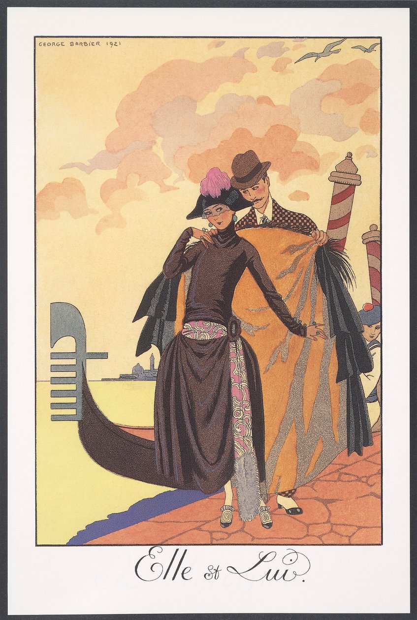 Falbalas et fanfreluches, Almanac for 1924, Serenade, af George Barbier, Print af Georges Barbier
