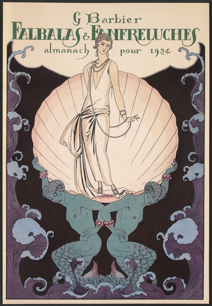 Falbalas et Fanfreluches, Almanak for 1924, forside, af George Barbier, tryk af Georges Barbier