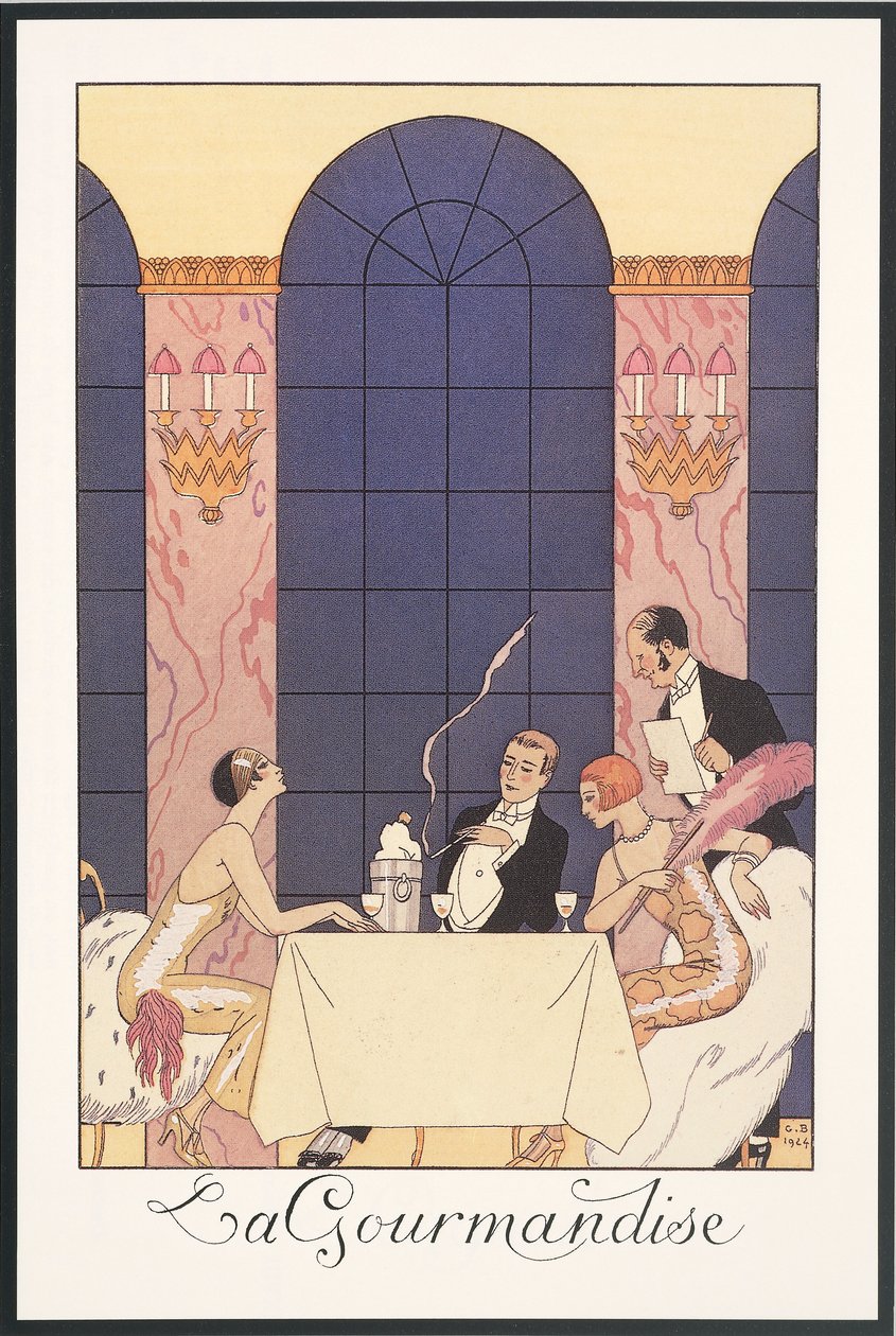 Falbalas and Fanfreluches, Almanak for 1925: "La gourmandise", af George Barbier, tryk af Georges Barbier