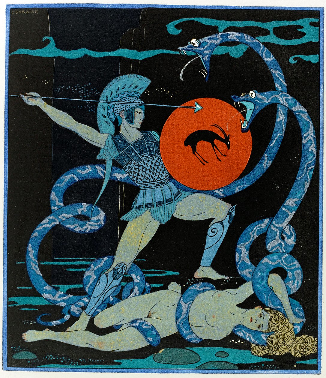 Illustration fra Les Chansons de Bilitis af Georges Barbier