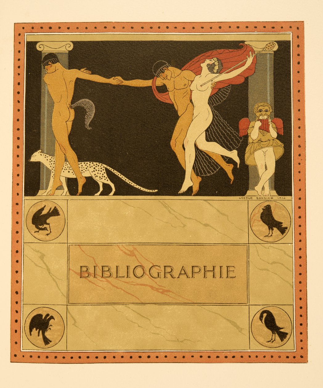 Illustration fra Les Chansons de Bilitis, af Pierre Louys, pub. 1922 (stenciltryk) af Georges Barbier