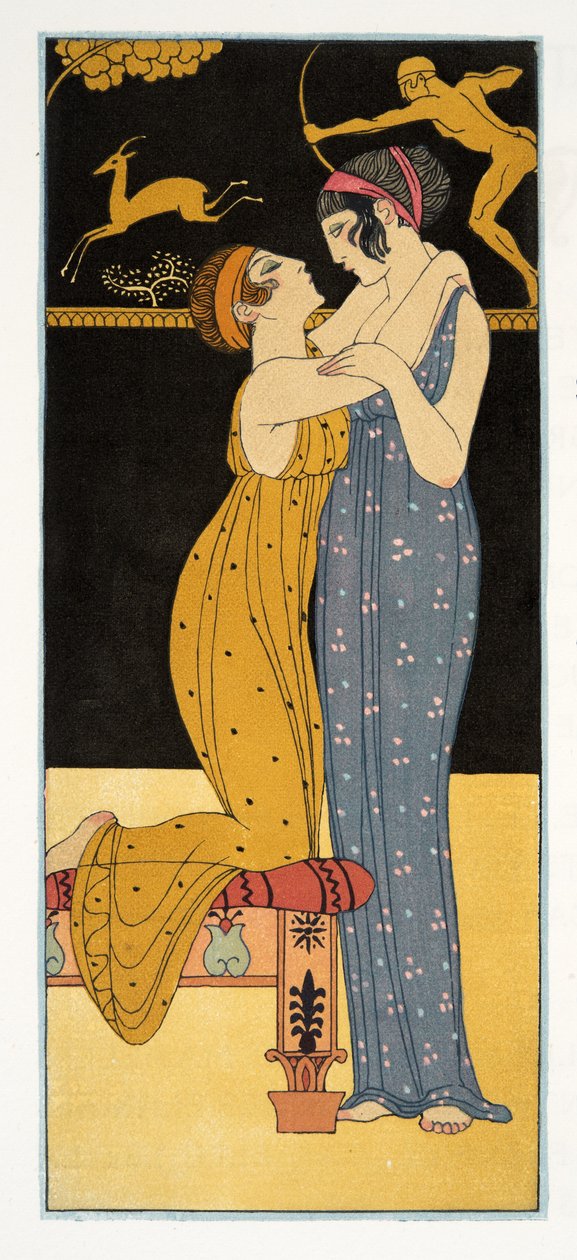 Desire, illustration fra Les Chansons de Bilitis, af Pierre Louys, pub. 1922 (stenciltryk) af Georges Barbier