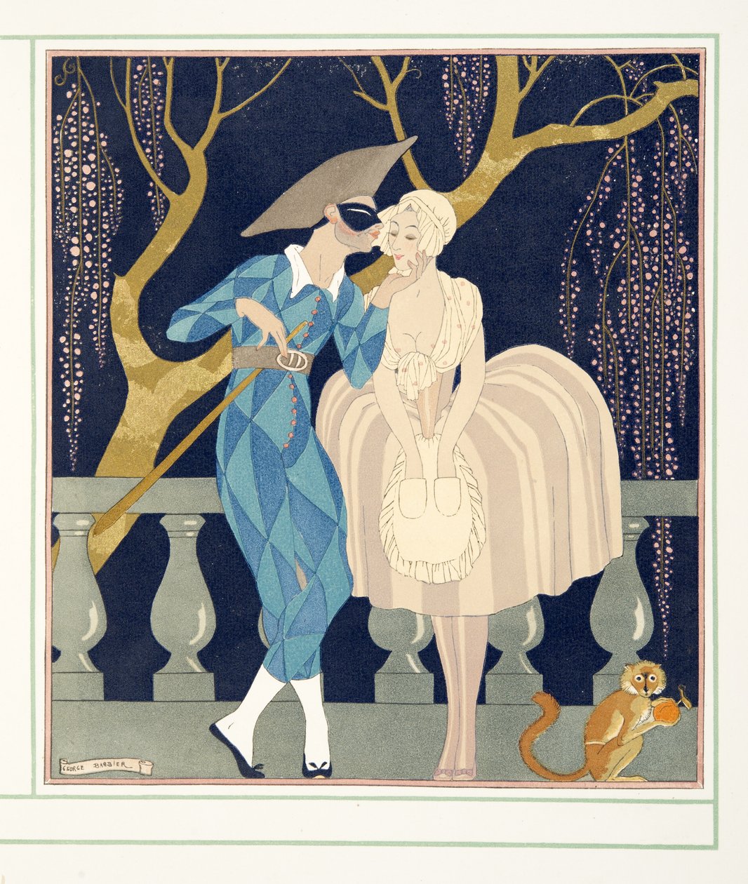 La Finette, fra Personages de Comedie, pub. 1922 (stenciltryk) af Georges Barbier