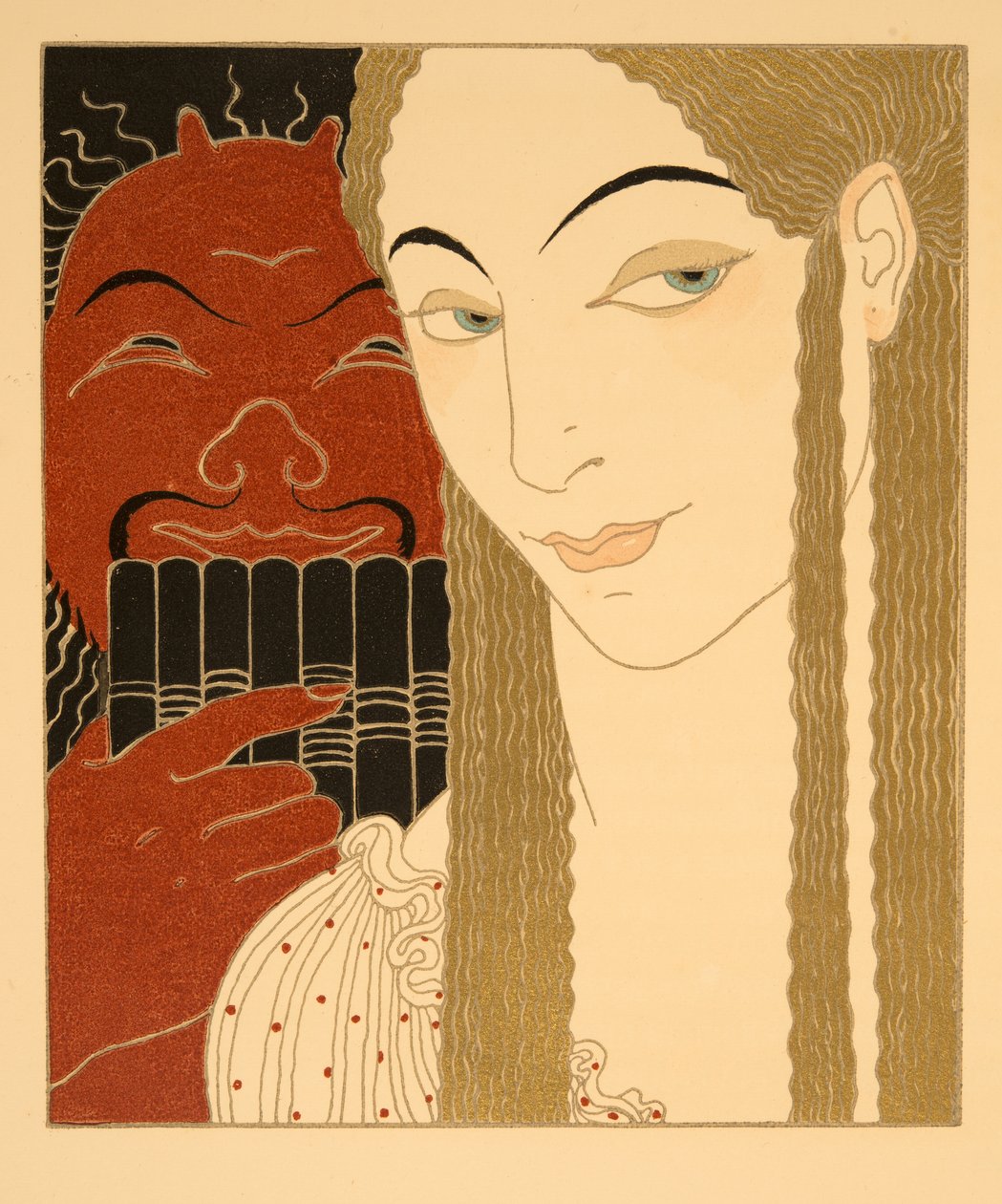 The Letter, illustration fra Les Chansons de Bilitis, af Pierre Louys, pub. 1922 (stenciltryk) af Georges Barbier
