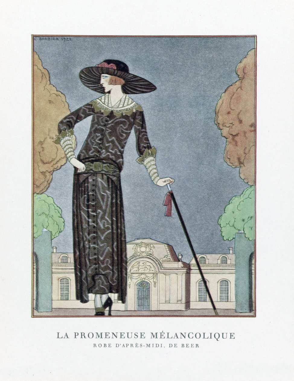 The Melankolic Walker, pub. 1922 (stenciltryk) af Georges Barbier