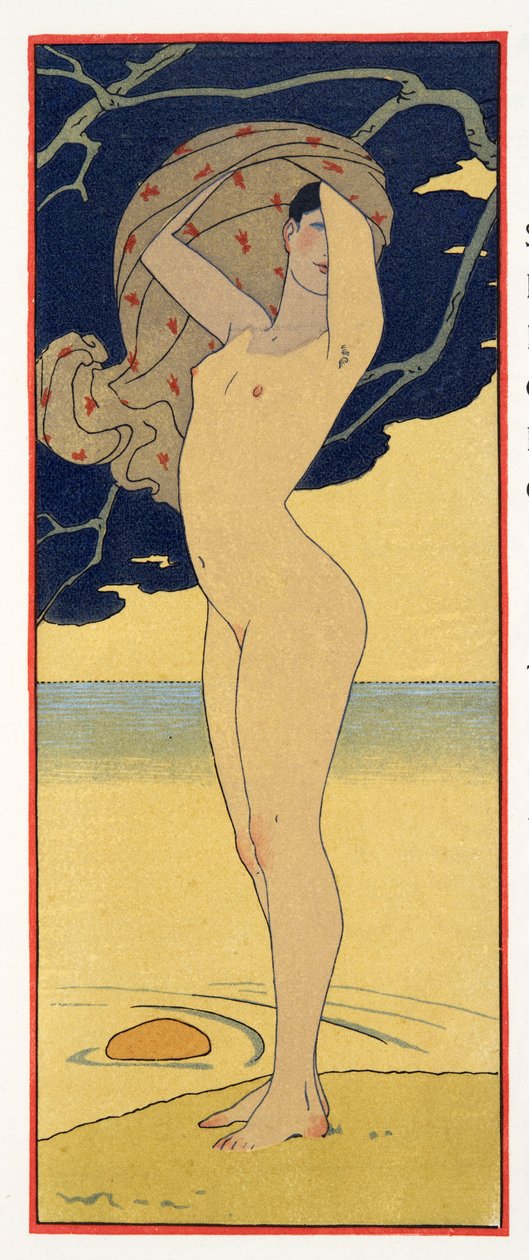La Riviere de la Foret, illustration fra Les Chansons de Bilitis, af Pierre Louys, pub. 1922 (stenciltryk) af Georges Barbier