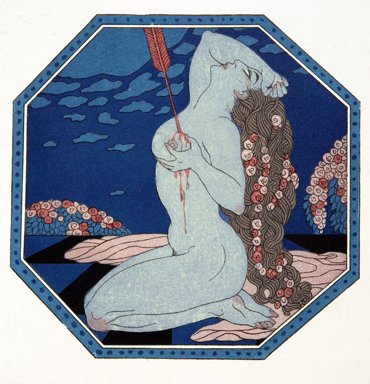 Le Deramantnier, illustration fra Les Chansons de Bilitis, af Pierre Louys, pub. 1922 (stenciltryk) af Georges Barbier