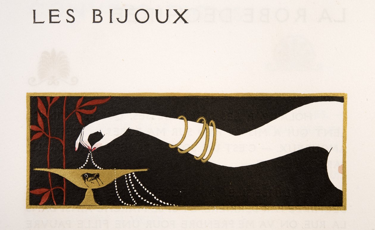 Juveler, illustration fra Les Chansons de Bilitis, af Pierre Louys, pub. 1922 (stenciltryk) af Georges Barbier