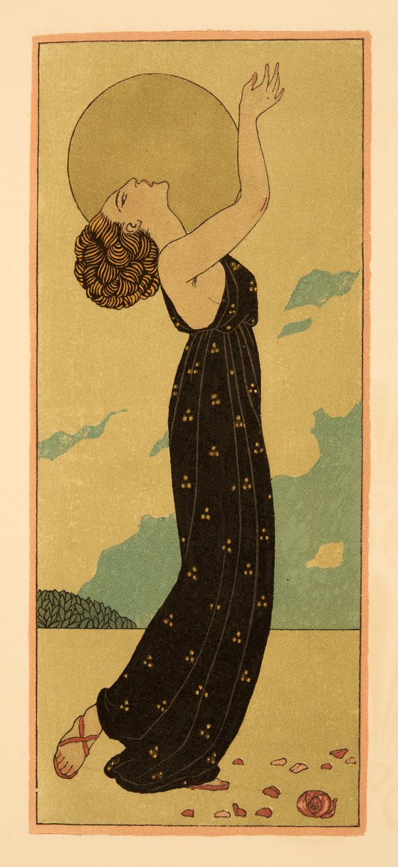 Mysterierne, illustration fra Les Chansons de Bilitis, af Pierre Louys, pub. 1922 (stenciltryk) af Georges Barbier