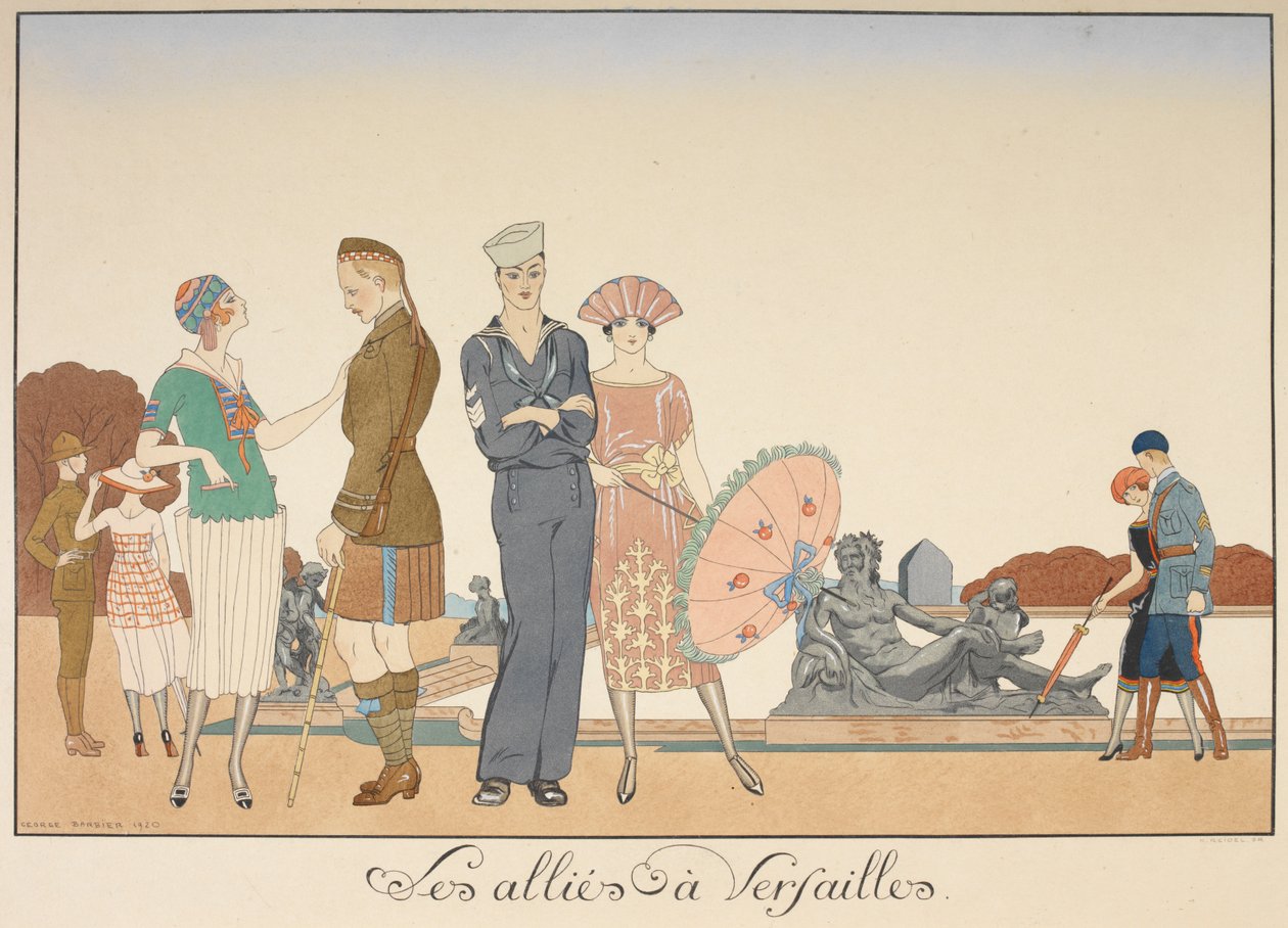 Les allierede i Versailles. Forskellige repræsentationer af de allieredes soldater. af Georges Barbier