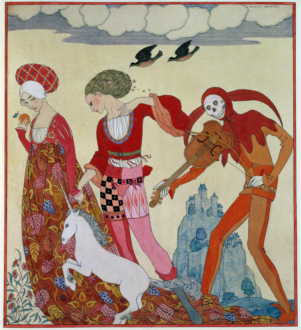 Kærlighed, begær og død (blæk med blandede medier) af Georges Barbier