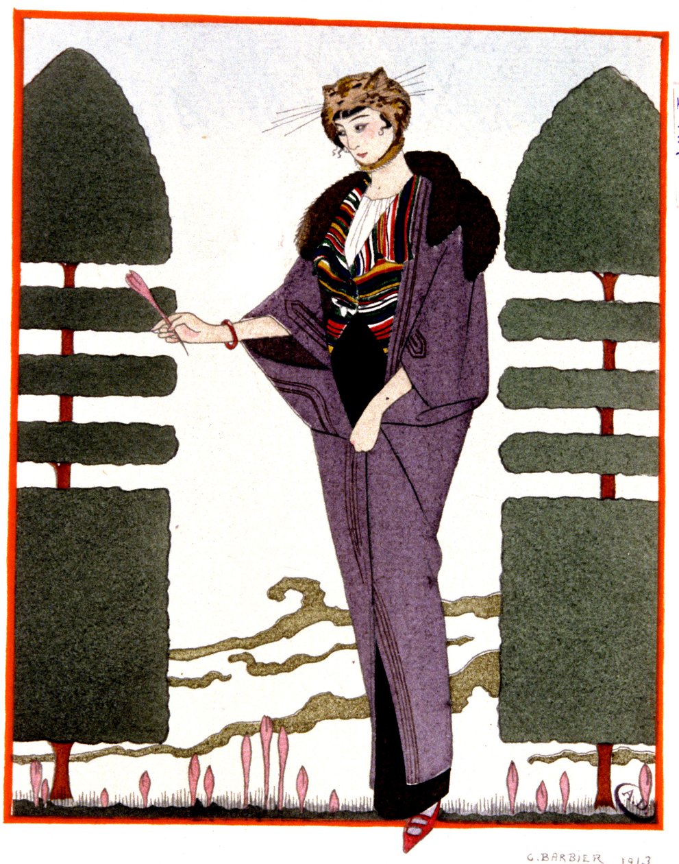 Mme Paquins rejsefrakke, gravering 1914 af Georges Barbier