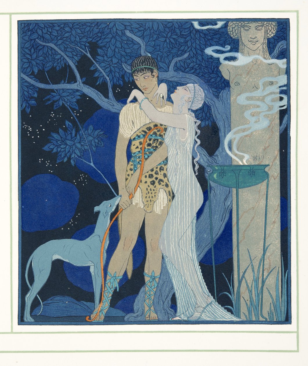 Phedre og Hippolyte, fra Characters of Comedy, pub. 1922 (stenciltryk) af Georges Barbier