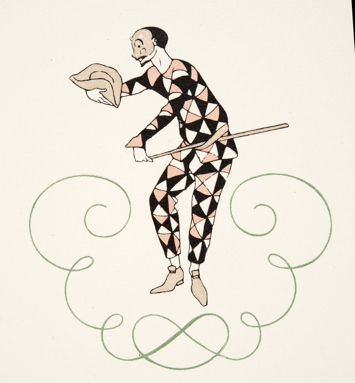Pierrot, fra Personages de Comedie, pub. 1922 (stenciltryk) af Georges Barbier
